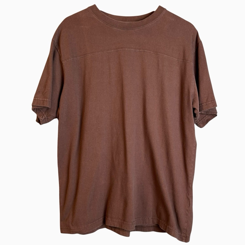 Vintage Route 66 T-Shirt Men's Large horizontal chest seam (Yoke Detail) Brown